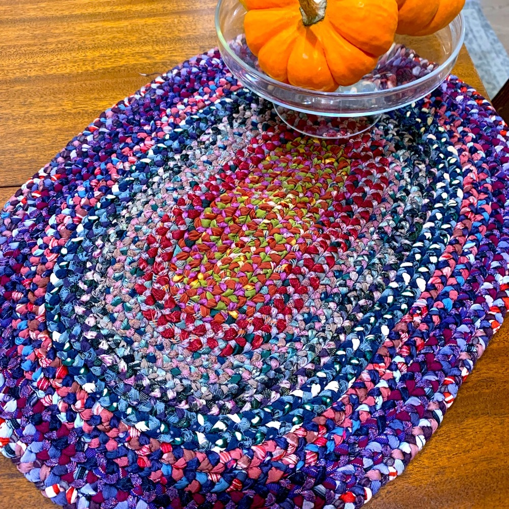 Small Vintage Handmade Rag Rug